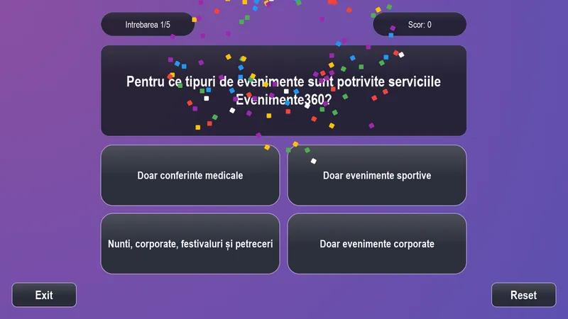 Joc interactiv Brand Quiz personalizat pentru evenimente pe touchscreen 43 inch - Evenimente360