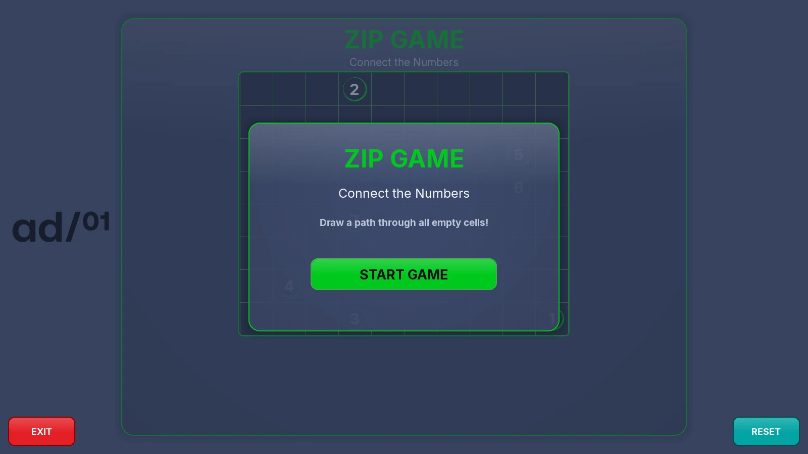 Joc interactiv Zip Game varianta Dark personalizat pentru evenimente, pe ecran touchscreen 43 inch