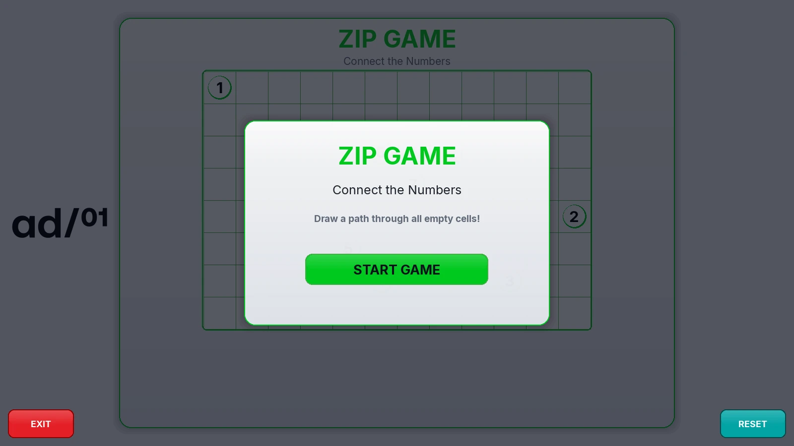 Joc interactiv Zip Game varianta Light personalizat pentru evenimente, pe ecran touchscreen 43 inch